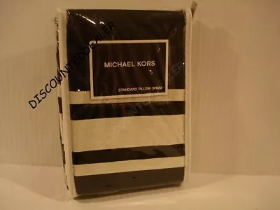 Michael Kors FIVE START STANDARD SHAM BLACK TWILL STRIPE NEW $120 • $29.99