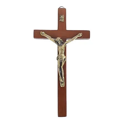 Vintage Wooden Metal Wall Cross Crucifix Holy Religious Carved Christ Brown • $13.59