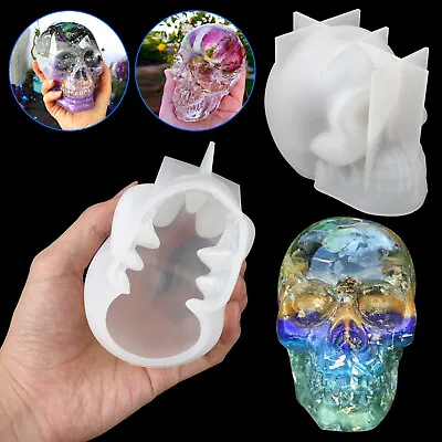 DIY Silicone Resin Casting Mold 3D Skull Head Halloween Epoxy Craft Mould Tool • $10.48