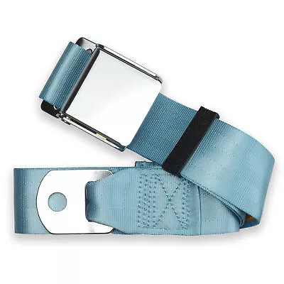 RetroBelt Powder Blue Aviation Lap Belt 75  No Hardware Safety Seatbelt Classic • $28.99