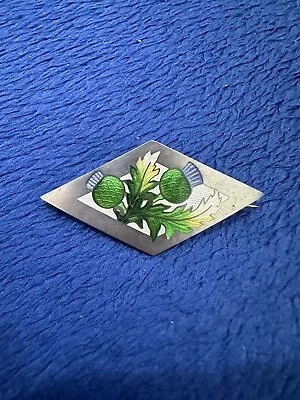 Vintage Sterling Silver Scottish Thistle Enamel Floral Brooch/Pin 1.75” • $99.99