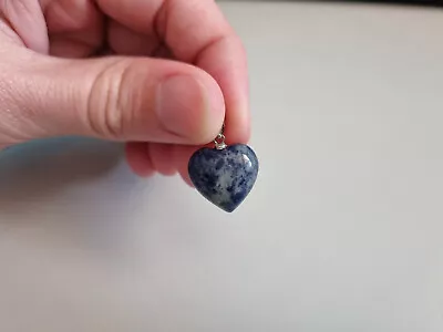 Natural Gemstone Sodalite Mini Heart Necklace Pendant Valentines Day • $4