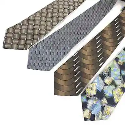 Vintage Set Of 4 100% Silk Wide Men's Neck Ties George Zanzara Italy Abstract+ • $30