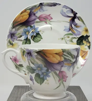 Vintage Sadler Wellington Multicolor Floral Tea Cup & Saucer Bone China England • $24.99