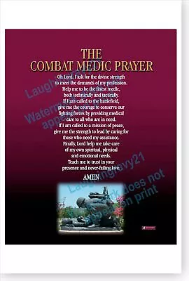 US Army Medical Department Regiment AMEDD Combat Medic Prayer Poster • $14.49