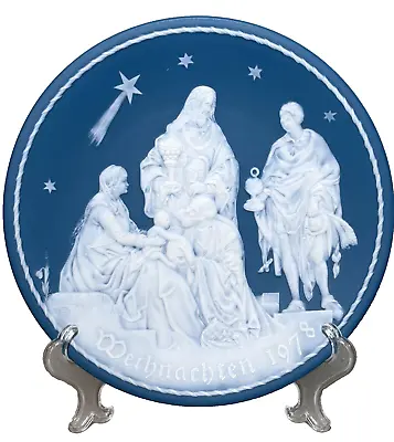 Stunning Christmas 1978 Plate Mettlach Villeroy Boch Made In Germany Blue White • $24.95