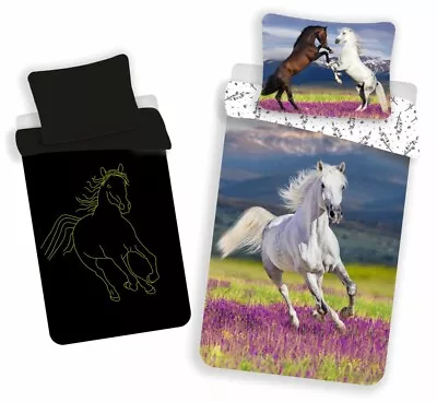 Horse Glow In The Dark Bedding Duvet Set Reversible Single Bed Cover EU Size • £24.99