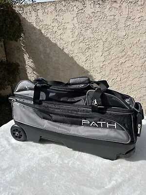 Pyramid Path Bowling 3 Ball Bag Travel Case Rolling W/Compartments Black & Gray • $79