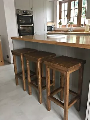 £69.99 • Buy Wooden Bar Stool Breakfast Kitchen Bar High Chair Footrest Handmade