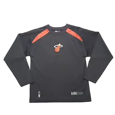 Reebok NBA Fusion Miami Heat Activewear Shirt Boys Sz M 10-12 Black Long Sleeve • $25.72