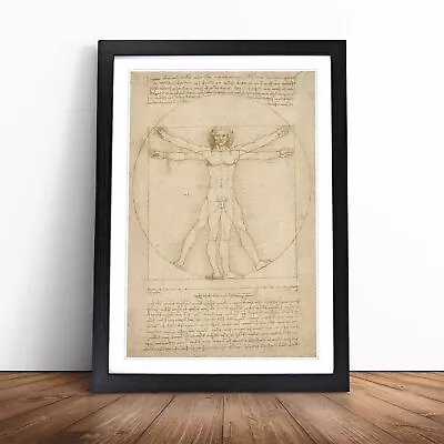 Vitruvian Man Vol.2 By Leonardo Da Vinci Wall Art Print Framed Picture Poster • £29.95