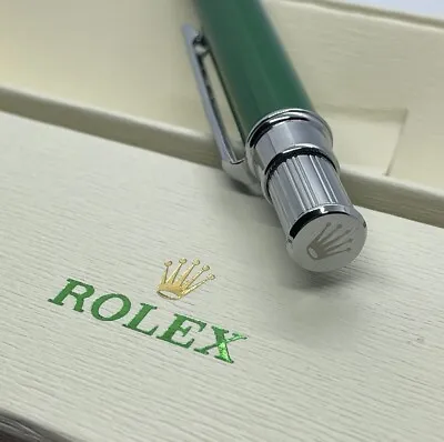 Rolex Ballpoint Retractable Pen NEW RARE Green Silver Collectible Pen - VIP Gift • $279