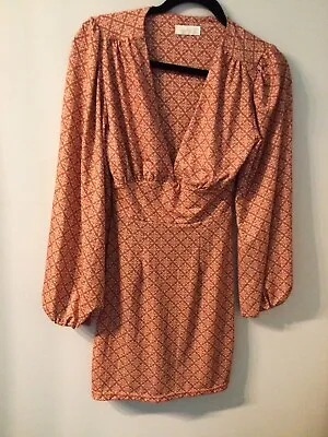 Tiger Lily Long Sleeve Rust And Cream Dress - Size 6 • $26