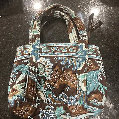 Vintage Vera Bradley Small Toggle Tote Retired Jave Blue Paisley Brown • $15