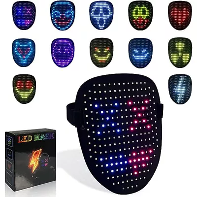 Gesture Sensing LED Lighted Face Transforming Mask Halloween Cosplay Party Rave • $29.99