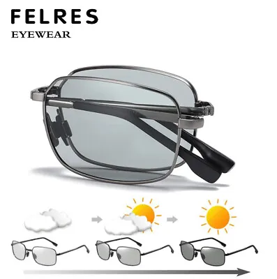 Foldable Men Photochromic Polarised Sunglasses Night Vision Driving Glasses New • $14.07