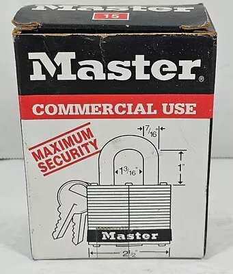 Vintage NOS Master Lock Commercial Use Maximum Security Padlock No. 15 • $40.49