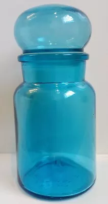 Vintage 9  Bubble Top Aqua Blue Apothecary Jar Belgium  • $6