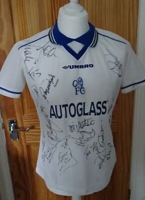 CHELSEA FC 1998-2000 Signed Autoglass Away Football Shirt 21 Players Signatures • £229.99