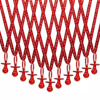 36PC Red It's A Boy Baby Shower Pacifier Necklace Acrylic Favors Games • $19.99