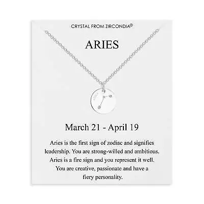 Aries Zodiac Star Sign Disc Necklace Created With Zircondia® Crystals • £9.99