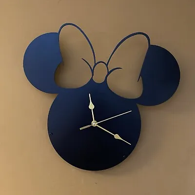 Minnie Mouse Metal Wall Clock | Disney Fan Art | Black | 25cm • £22