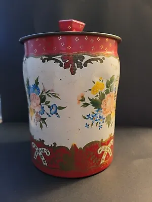 George W. Horner And Co Vintage Tea Tin Coffee Tin Pink Roses Magenta Gold... • $16.95