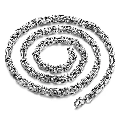 5mm Stainless Steel Necklace Byzantine Box Link Mens Chain 18 -36  For Christmas • $15.99