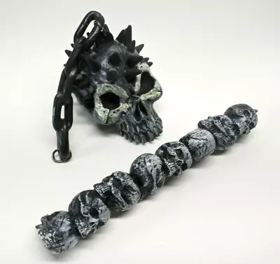 Vintage Skull Flail Mace Skeleton Medieval Halloween Costume Plastic Rubies 1995 • $12