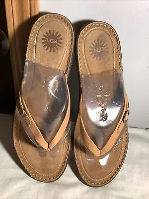 Very Nice Leather UGG Flip Flop Women’s Size 9 Caramel Sandals  • $31.99
