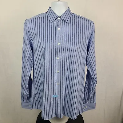 $19.99 • Buy Hugo Boss Dress Shirt Mens16 36/37 Sharp Fit Blue White Striped