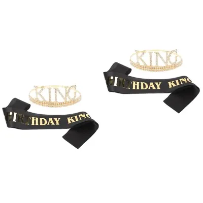  2 Sets Birthday King Sash 18th Decorations For Boys Men's Dress Up Belt • £21.83