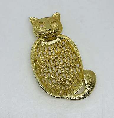 Vintage Ben Rickert Brass Cat Design Soap Dish Tray 5.5” Unique Art Decor X • $15.32