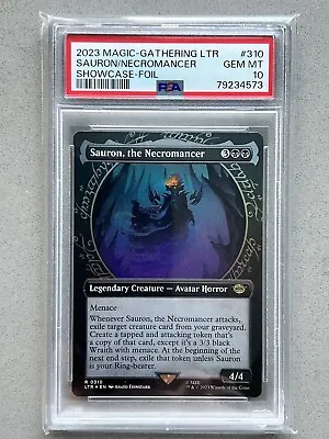 PSA 10 - Sauron The Necromancer SHOWCASE FOIL Card R 0310 LTR Lord Of Rings MTG • $199.99