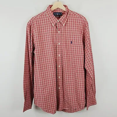 $65 • Buy RALPH LAUREN Polo Mens Size L Checkered Custom Fit L/S Shirt