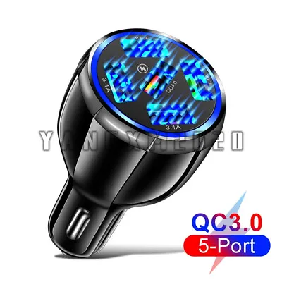 $5.48 • Buy Multi Port 5 USB Car Charger QC 3.0 Fast Adapter For Samsung Android IPhone