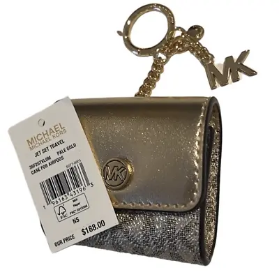 Michael Kors Gold Jet Set AirPods Case Keychain NWT • $49.98