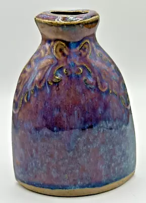 Small Colorful 5  Purple Glazed Vase Flower Bud Vase Mexico • $9.99