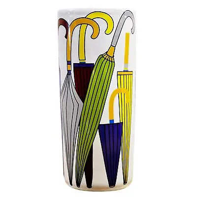 Umbrella Stand Ceramic Glazed 18  Round Tall Retro Coloured Stick Holder • £33.99
