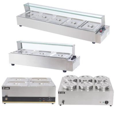 Electric Bain Marie 3/5 Pan 6 Large Round Pots Soup Sauce Food Warmer Commercial • £105.95