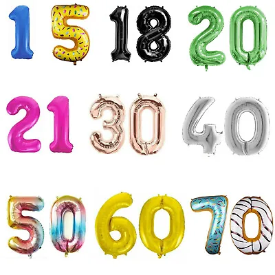 Large Giant Foil Number Balloons Birthday Party 1st/16/18/21/30/40/50/60/70/80th • £2.39