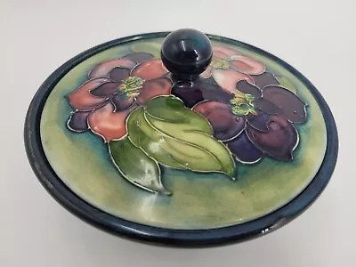 William Moorcroft Navy Blue Magnolia Dish With Lid. Hand Painted Floral Vtg • $85