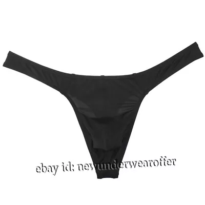 Men's Ice Silk Daily Thong Underwear Classics Convex Pouch T-back Bikini Shorts • $6.32