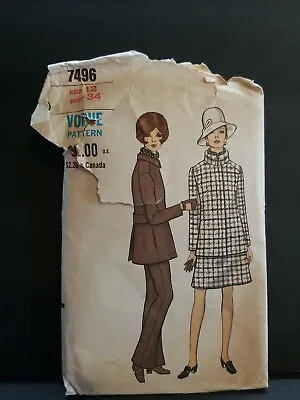 Vintage 1960s Vogue Special Design Women's SUIT Jacket Pattern 7496 Sz 12 B34   • $9.99