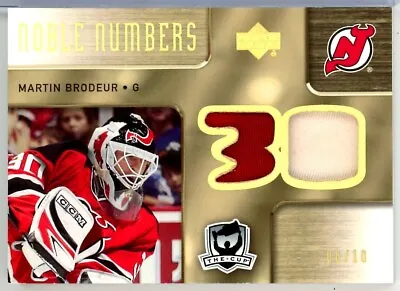 2005-06 The Cup Noble Numbers Dual #NNBE Martin Brodeur / Patrik Elias PATCH /10 • $823.91