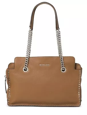 Michael Kors ASTOR LARGE LEATHER SATCHEL Purse In Beautiful Caramel Color • $52.99