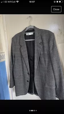 Plaid Zara Oversized Blazer Grey XL 14 • £20