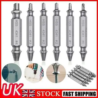 6x Broken Screw Extractor Remover Set Speed Out Drill Bits Damaged Stripped Tool • £3.99