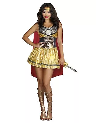 Golden Gladiator Spartan Xena Greek Roman Soldier Medieval Women Costume L • $47.45