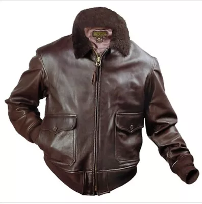 G-1 Aviator A-2 Bomber Brown Us Navy Flight Real Leather Jacket For Mens • $89.32